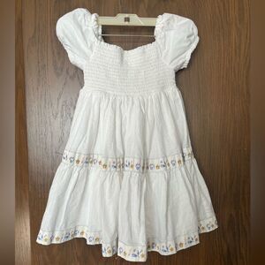 RACHEL ZOE WHITE FLORAL COTTON TIERED MIDI DRESS